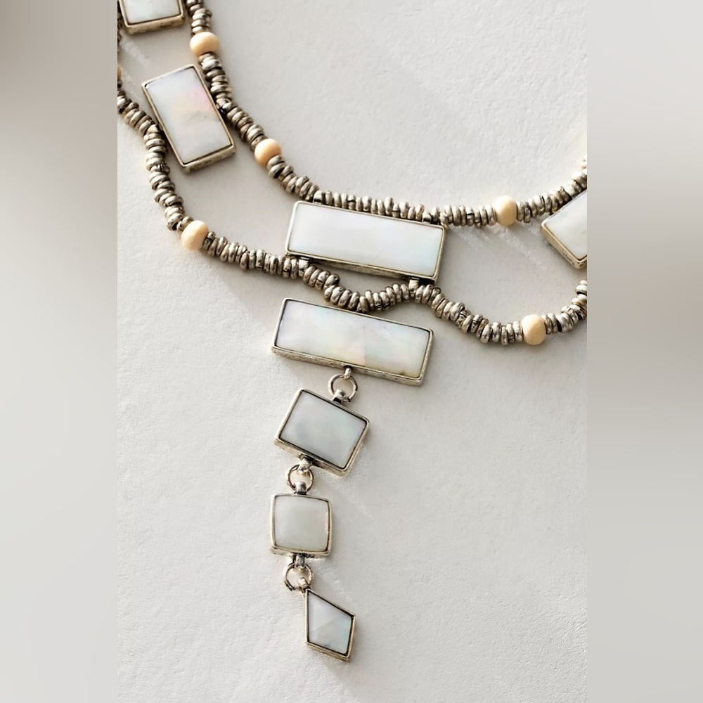 NWT Free people Lately necklace silver mother of pearl - Picture 3 of 6
